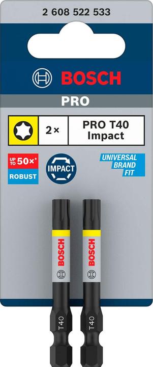Produktbild Bosch Professional Zubehör PRO Torx Impact Bit, T40, 55 mm, 2-tlg.