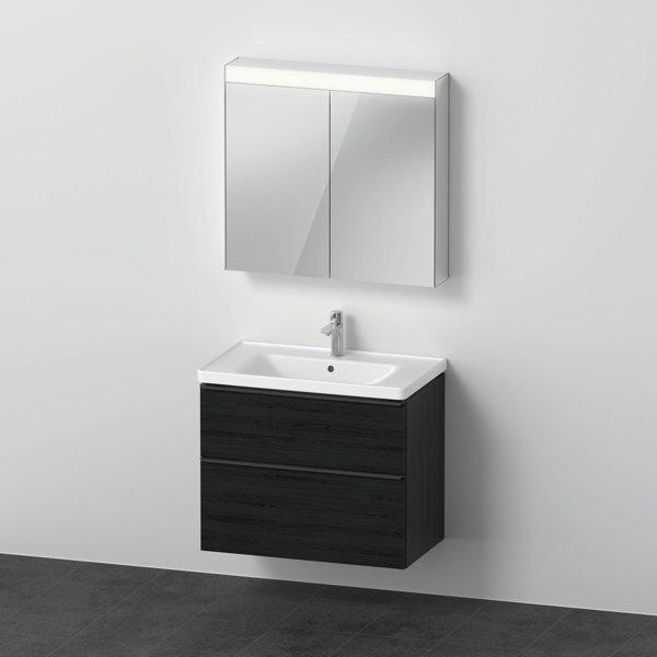 Duravit, Badmöbelset, D-Neo Möbel-Set, Möbelwaschtisch mit Waschtischunterschrank wandhängend und LED Spiegelschrank, 8