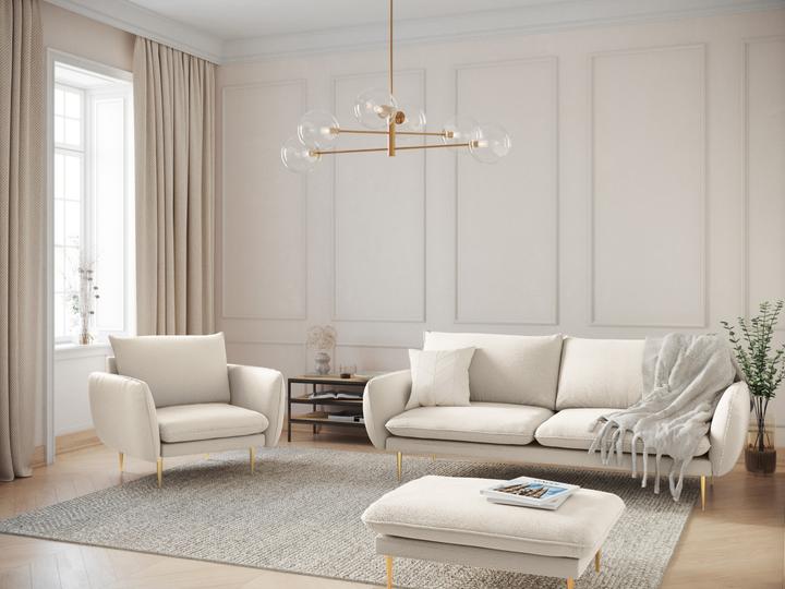 Actual product image Cosmopolitan Design Boucle Pouf, "Vienna", 1 Seat, Beige, 93x73x43 Made in Europe