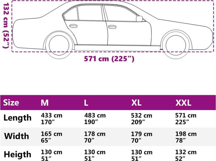 Nutritional values and ingredients vidaXL Car cover for saloon with buckle strap Full