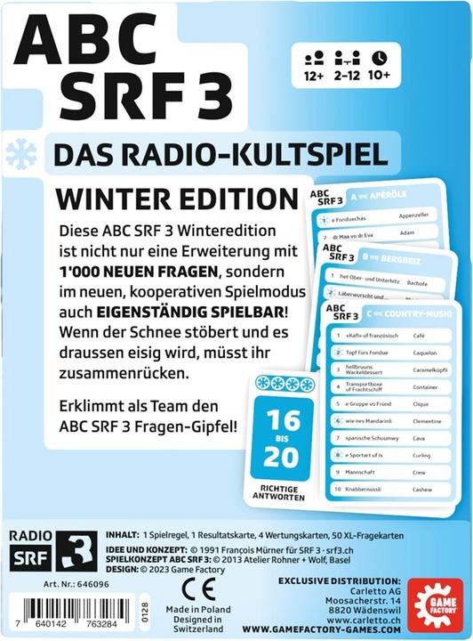 Energie-Label Game Factory ABC SRF 3 Winter Edition (d) (Deutsch, 2 - 12 Spieler)
