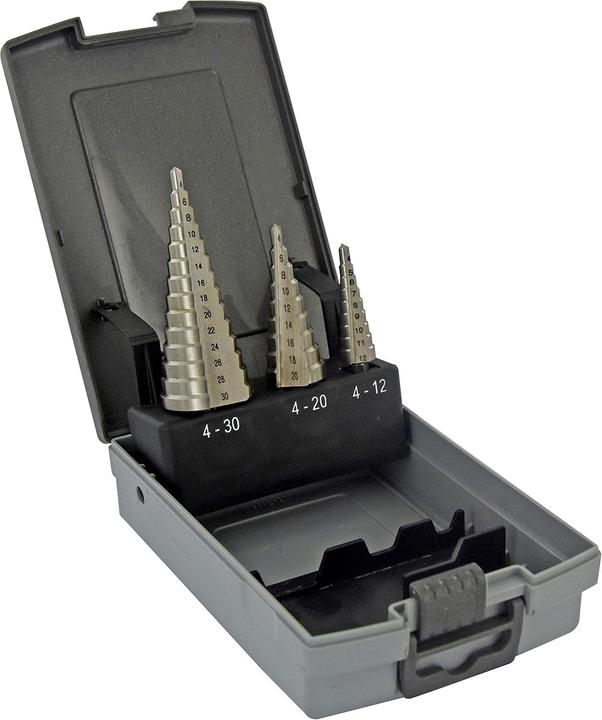 Actual product image Tivoly Step drill set HSS, 3-piece, 4-12 mm