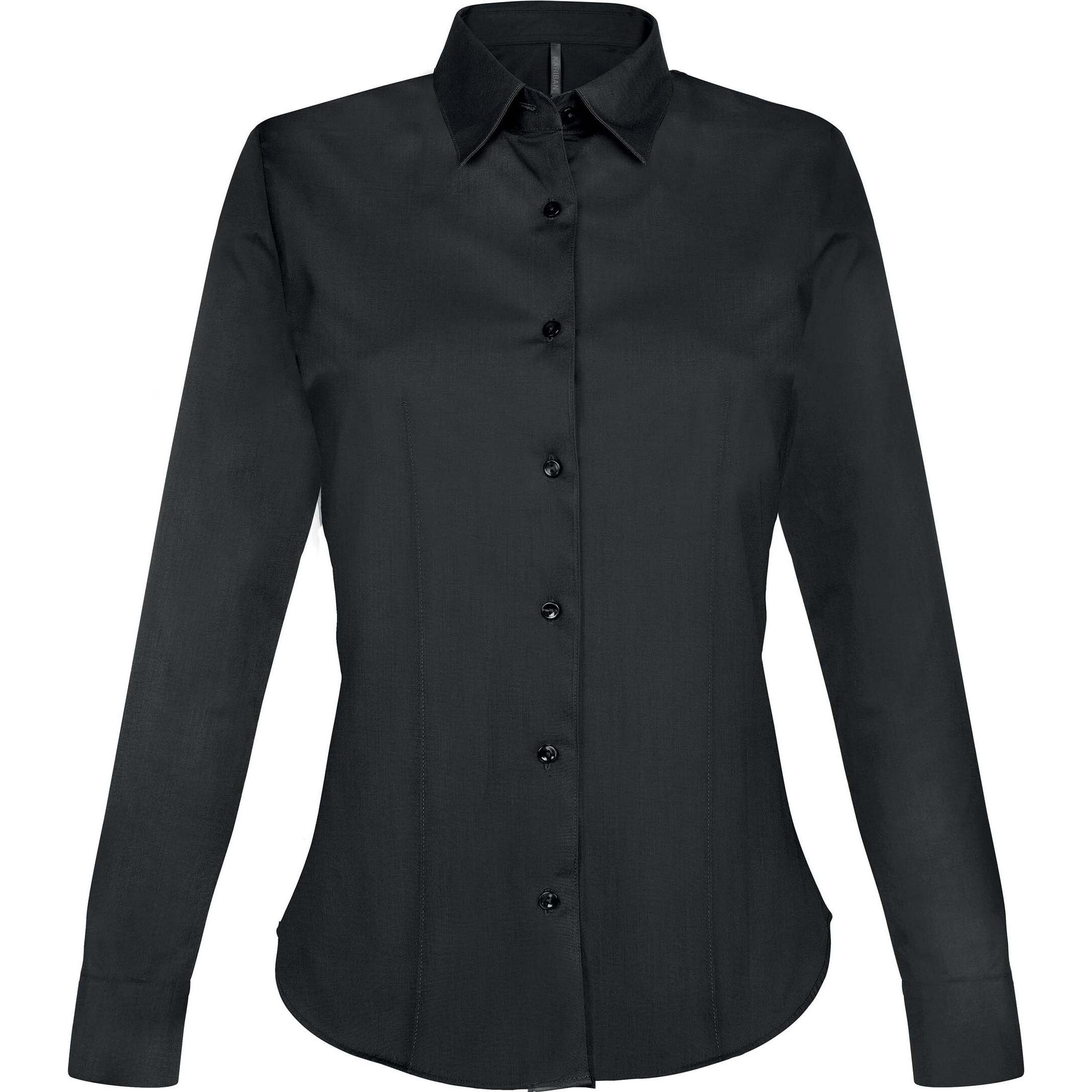 Kariban, Damen, Hemd, Hemd Frau lange Ärmel Baumwolle, Blau, (M)