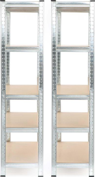 Actual product image Wiltec Set 2x Heavy-duty Shelving System Zincked Boltless 180x90x45cm, max. 875kg, Steel, 5 Levels