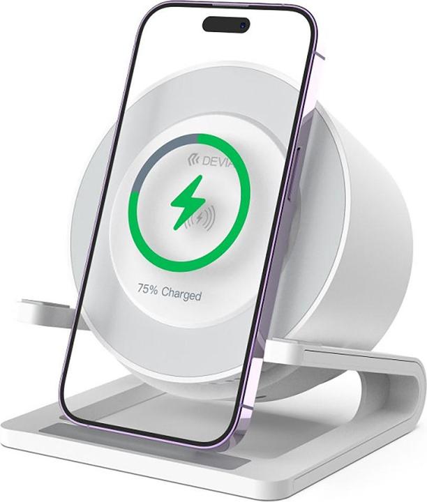 Image du produit Devia Enceinte Bluetooth IM-3 avec chargeur sans fil 15W et blanc clair