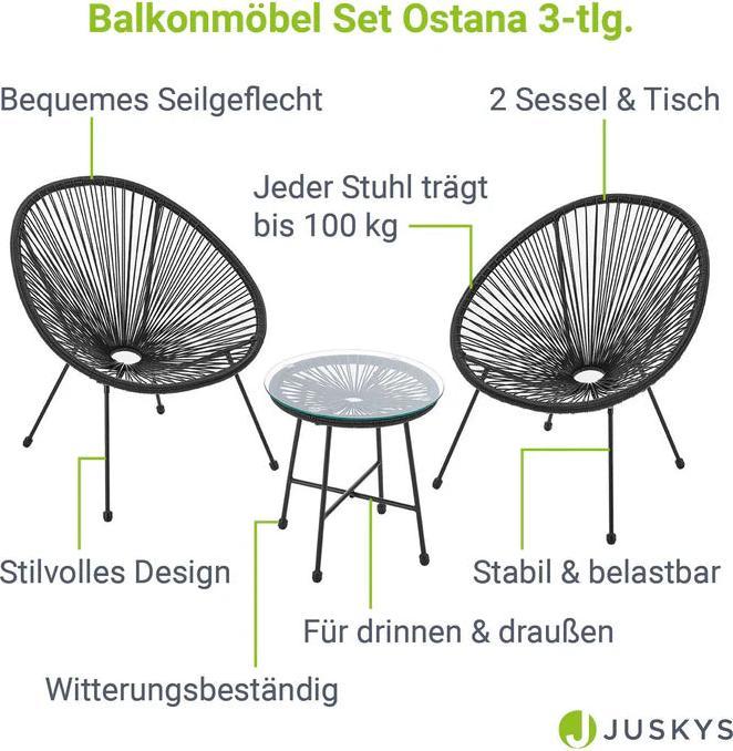 Actual product image Juskys Balcony furniture set Ostana (45 cm)