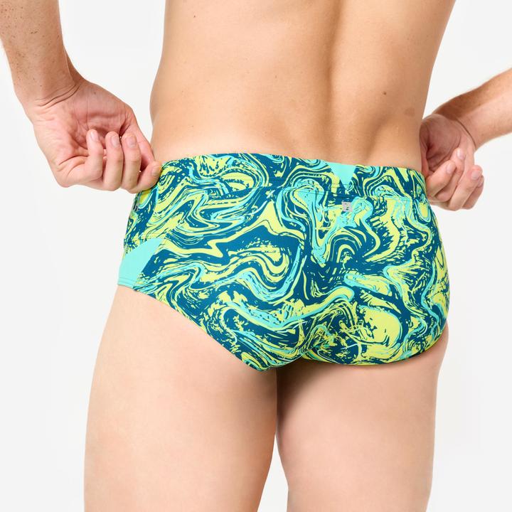 Produktbild Nabaiji Badehose Slip Herren Kastenform - 900 Print gelb/grün (44)