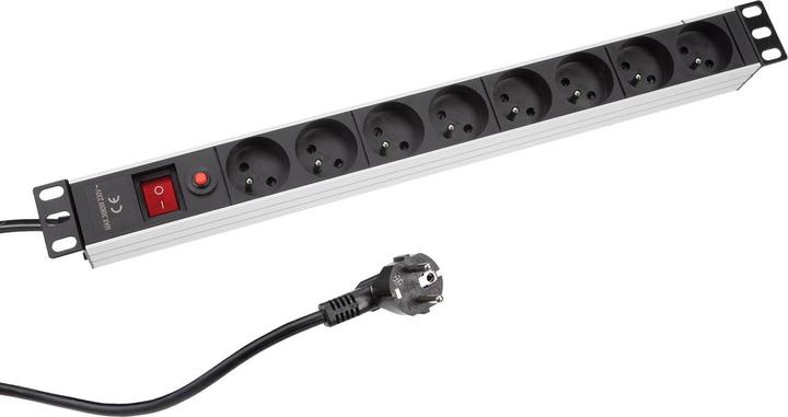 Velleman 8-FACH-STECKDOSENLEISTE - STECKER-TYP E (FRANZÖSISCHES SYSTEM) - FÜR 19"-RACK (8x, CEE 7/5, 2.15 m)