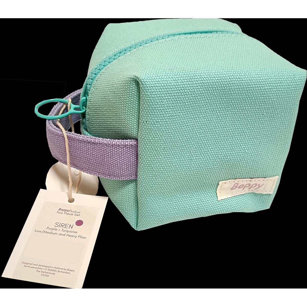 Beppy, Menstruationstasse, Panties «SIREN» Lila/Türkis, Grösse M, zwei Menstruations-Slips mit Waschtasche und Aufbewahr...
