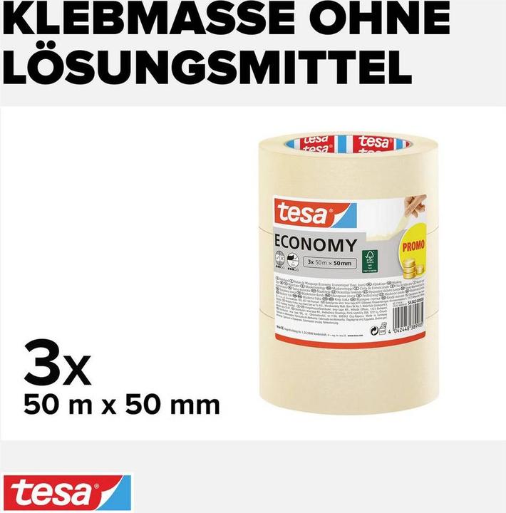 Image du produit tesa 3x ruban de peintre ECONOMY (50 mm)