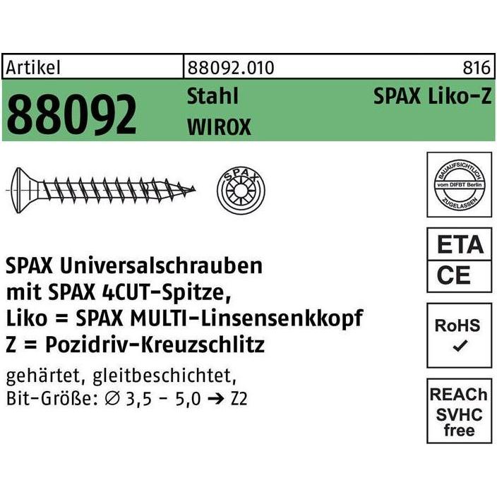 Thumbnail - Spax, Schrauben, Spanplattenschrauben LK PZ2 3,5x20 mm (1000 Schrauben pro Stück)