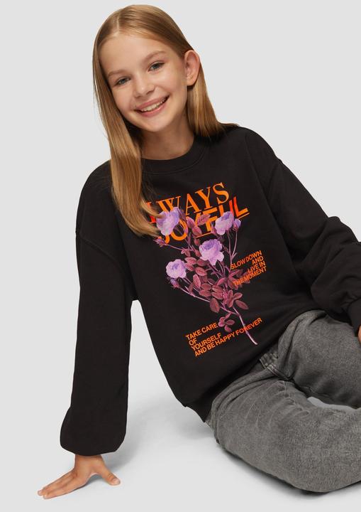 Produktbild S.Oliver Sweatshirt Gewaschenes Oversized-Sweatshirt mit Neon-Print (158, 164)