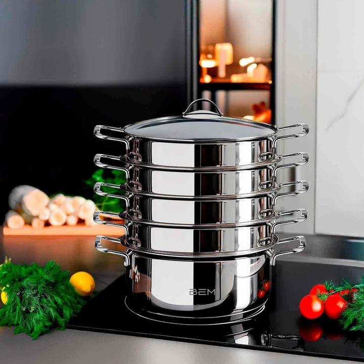 Produktbild BEM Dampfkocher-Set mit Dampfeinsatz (26 cm, Dampfkochtopf, Edelstahl)