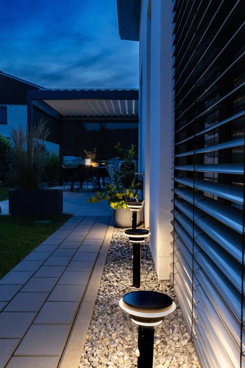 Image du produit Osram ENDURA® STYLE SOLAR DOUBLE CIRCLE 40cm Post Sensor Double Circle 6W Black (400 lm, IP44)