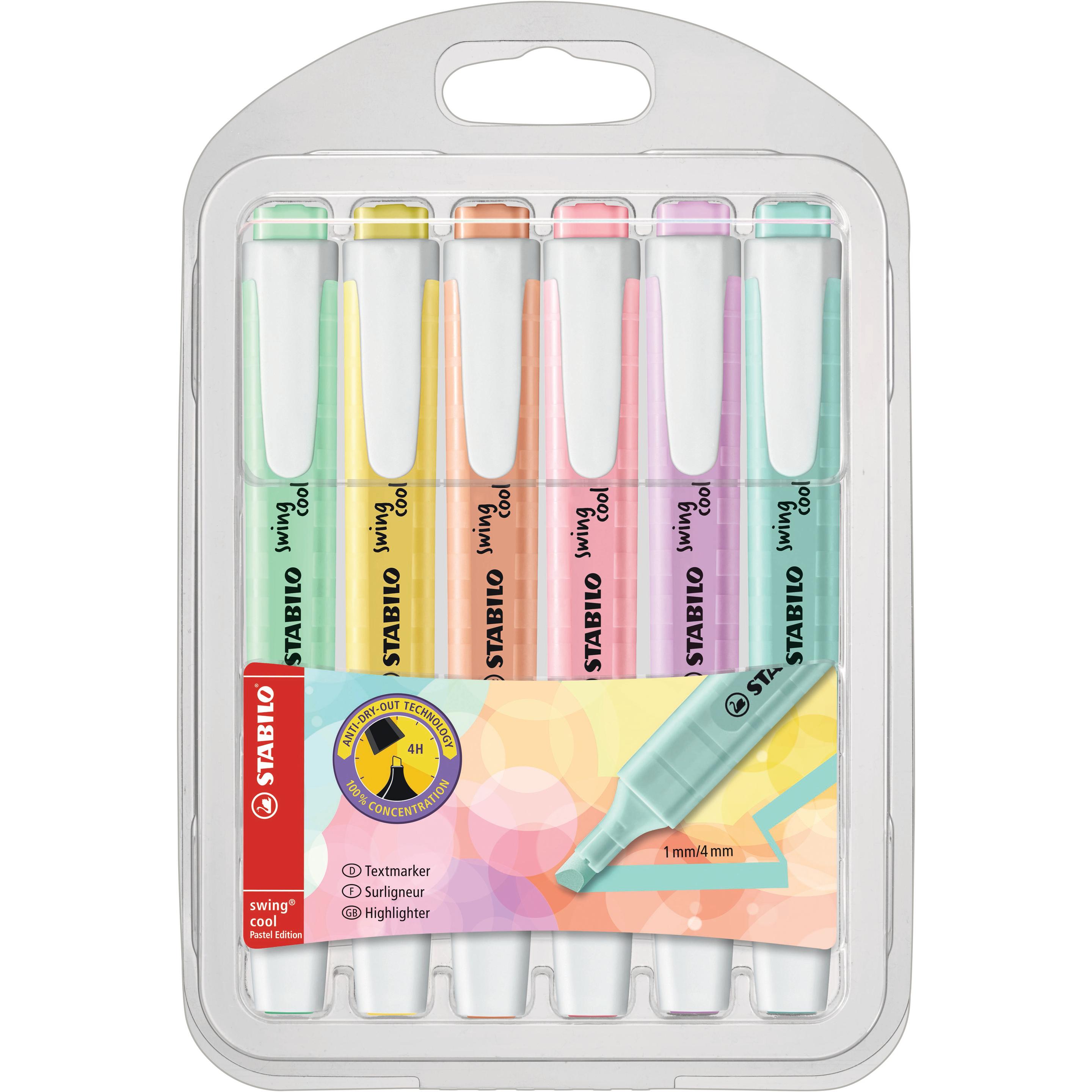 STABILO, Marker, swing cool Pastel Textmarker (Pastellfarben, 4 mm, 6 x)