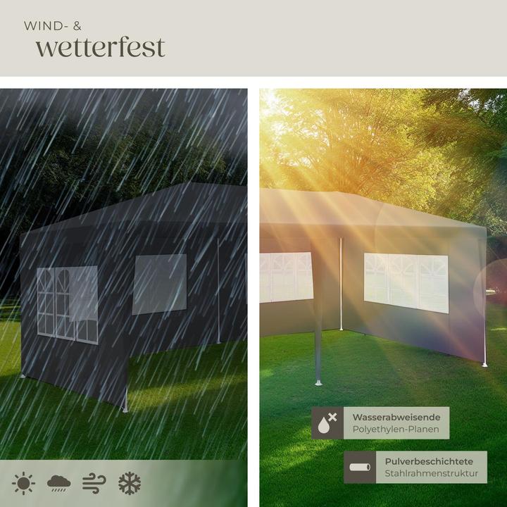Produktbild tectake Pavillon Novara mit 5 Seitenteilen, wasserdicht, 6x3m (600 cm, 300 cm)