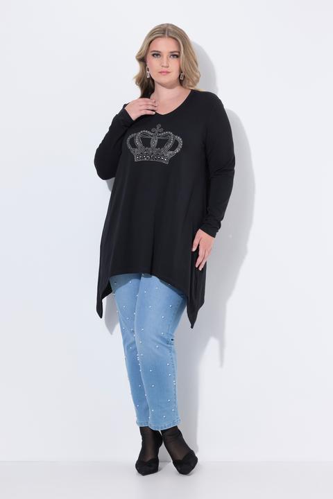 Actual product image Miamoda Langarmshirt, A-Linie, Glitzersteinchen-Krone, Zipfelsaum (50)