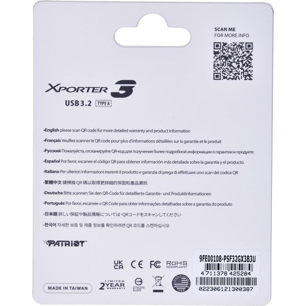 Thumbnail - Patriot USB 32GB Xporter GEN 1 3.2 PAT (32 GB, USB-A), USB Stick, Schwarz