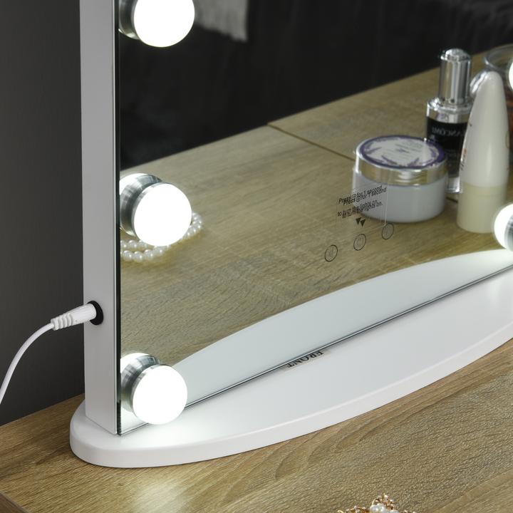 Actual product image Homcom Make-up mirror with 12 LED lights (51 x 41.5 x 13.5 cm)