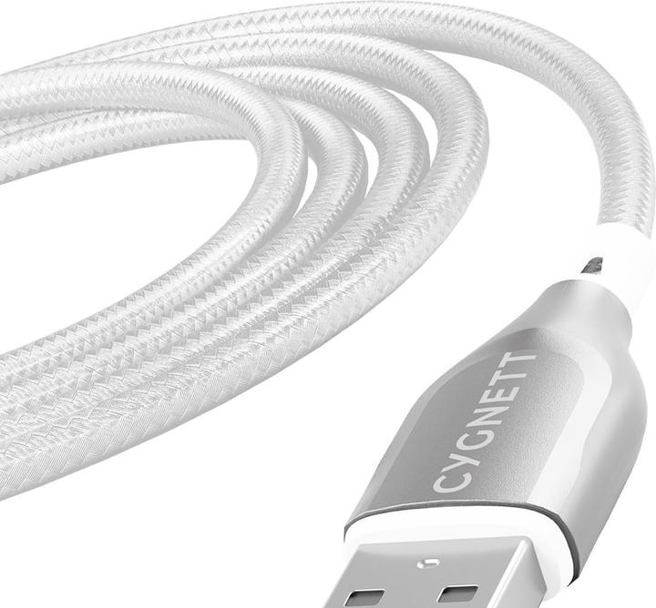 Productafbeelding Cygnett Gepantserde Lightning-naar-USB-A-kabel, wit, 2 m (2 m, USB 2.0, 12 W)