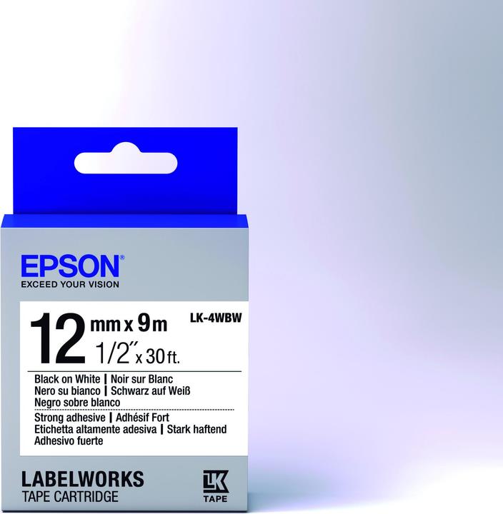 Productafbeelding Epson Etikettencassette LK-4WBW (1.20 cm, Zwart, Wit)