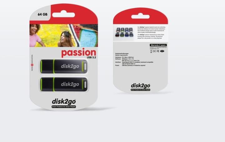 Produktbild Disk2go USB-Stick passion 3.0 64GB 30006573 USB 3.0 double pack (64 GB, USB-A)