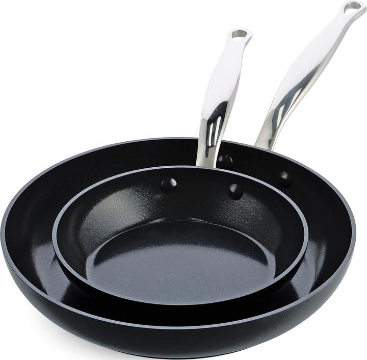 Produktbild Greenpan Barcelona Koekenpan Set van 2 20+28cm zwart (28 cm, Bratpfanne, Pfannenset + Topfset, Aluminium, Edelstahl)