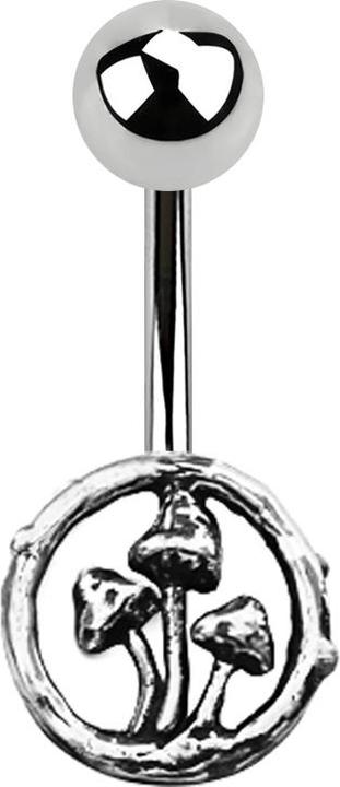 Produktbild Star Piercing Banane silber mit Kugel und Pilze (Messing, Chirurgenstahl 316L)