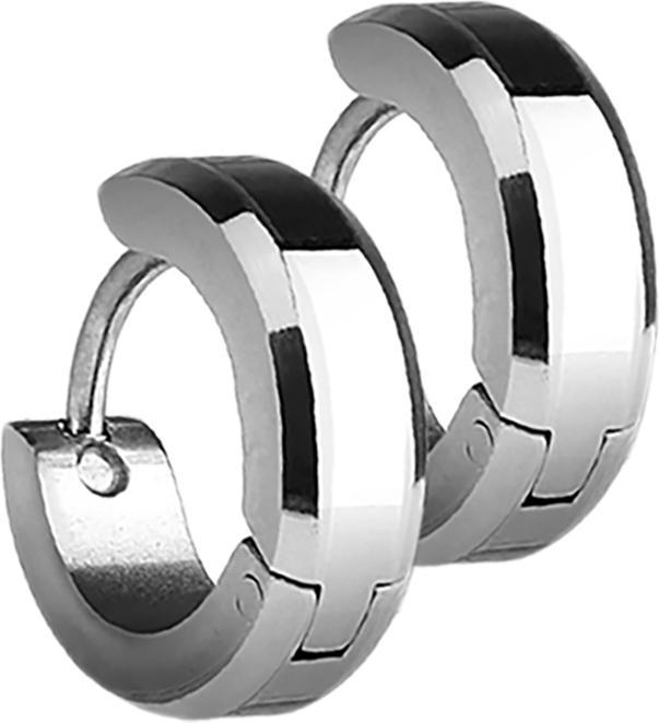 Image du produit Star Piercing Boucle d'oreille à clapet argenté avec 2 bandes latérales argentées (sans laiton, Acier chirurgical 316L)