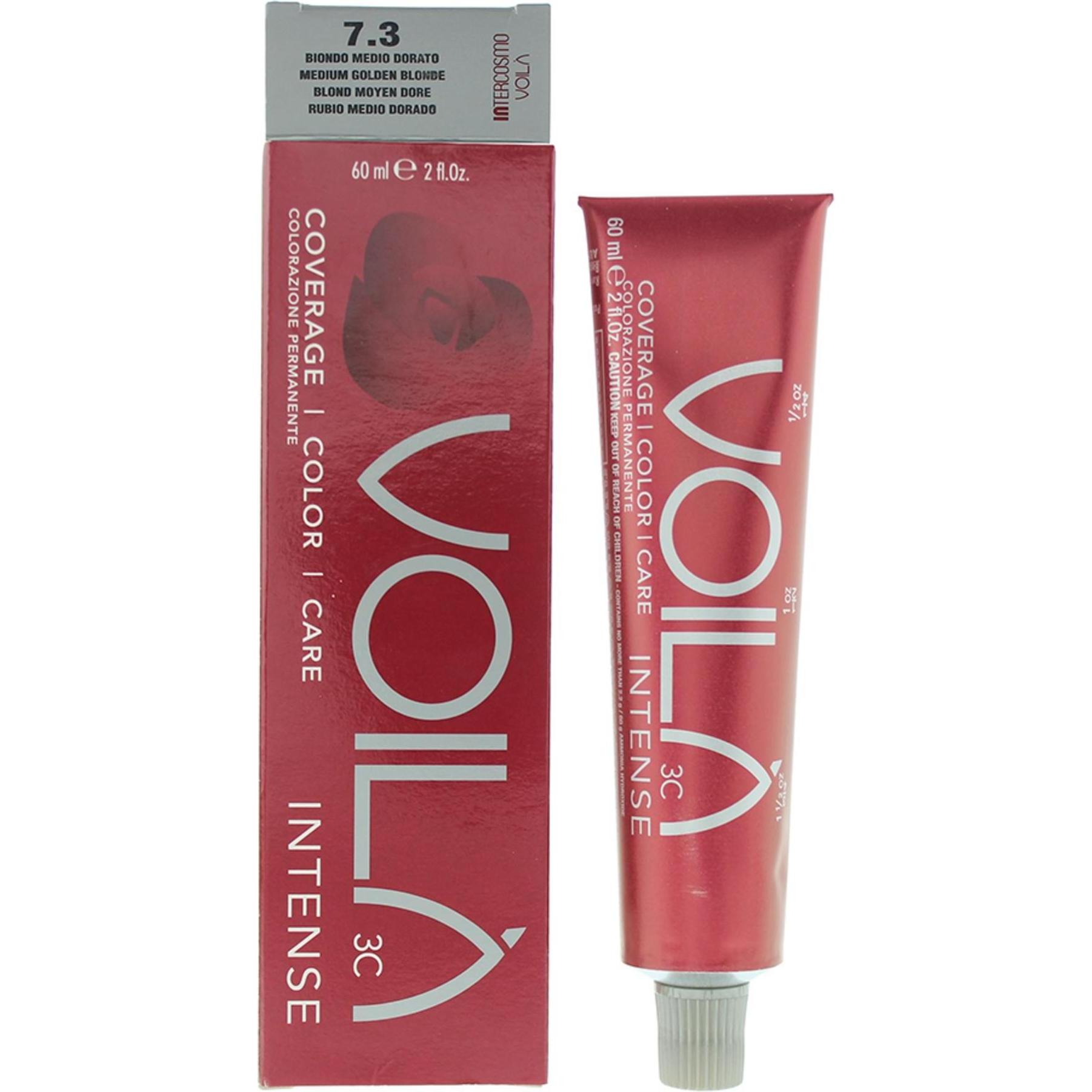 Subrina, Tinta per capelli, Intercosmo, Voilà 3C Intense, Permanent Hair Dye, 7.3 Medium Golden Blonde, 60 ml For Women (Biondo dorato)