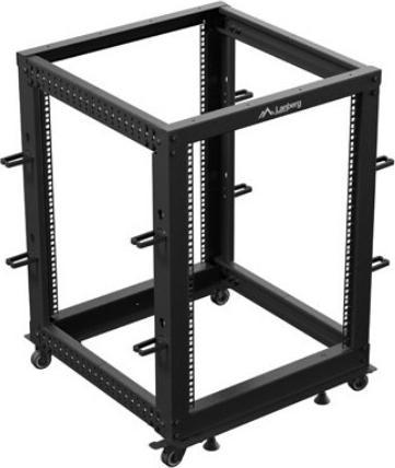 Produktbild Lanberg Open Rack 19 15HE 600x600-1100 verstellbar schwarz (15 HE, 19 Zoll Rack)