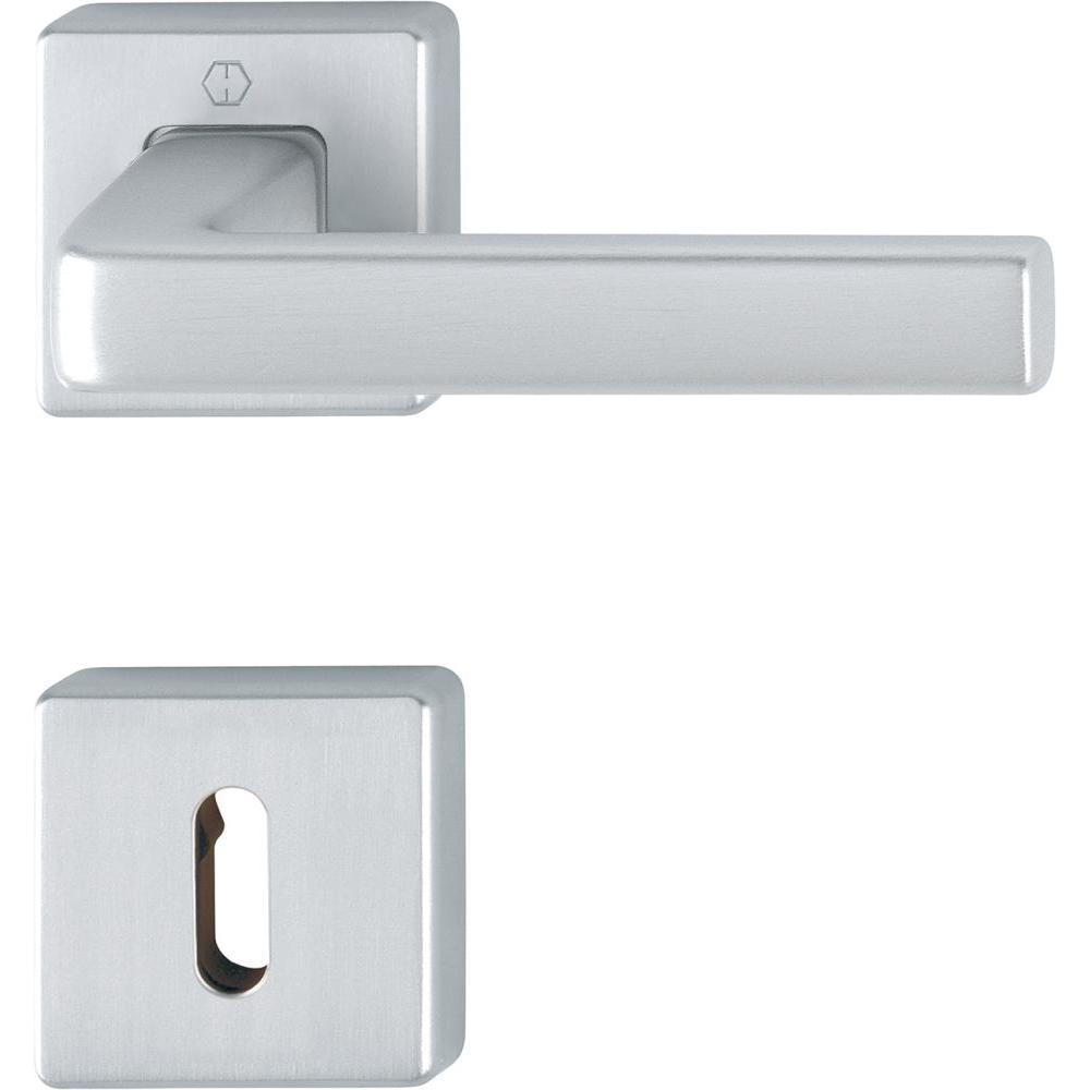 Hoppe, Türgriff + Fenstergriff, Rosettengarnitur Dublin 1124 / 843KV/843KVS Aluminium F94-1 eckig OB DIN links / rechts ...