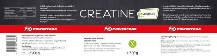 Nährwerte und Zutaten Powerfood Kreatin Creapure (1 Stück, Pulver, 500 g)