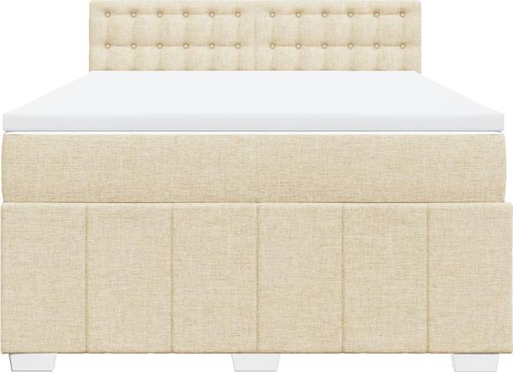 Produktbild vidaXL Boxspringbett Polsterbett Bett Doppelbett Matratze Creme 160x200cm Stoff (160 x 200 cm)