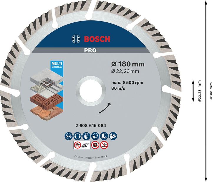 Produktbild Bosch Professional Zubehör PRO Multi Material Diamanttrennscheibe, 180 x 22,23 mm