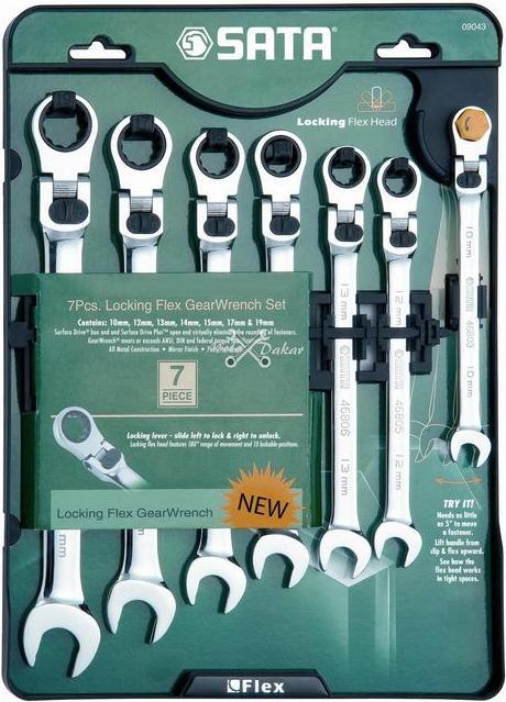 Actual product image SATA Ratchet ring spanner XL set 7 pcs. (13 mm, 12 mm, 17 mm, 19 mm, 15 mm, 14 mm, 10 mm)