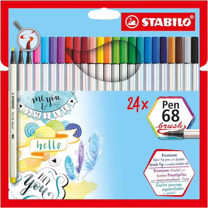 Actual product image STABILO Pen 68 brush Premium felt-tip pen (Multicolor, 24 x)