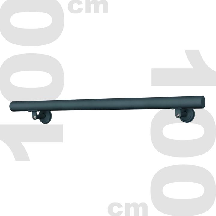 Actual product image Wiltec Handrail set wall bracket 100cm anthracite Handrail grab rail stainless steel (Stainless steel)
