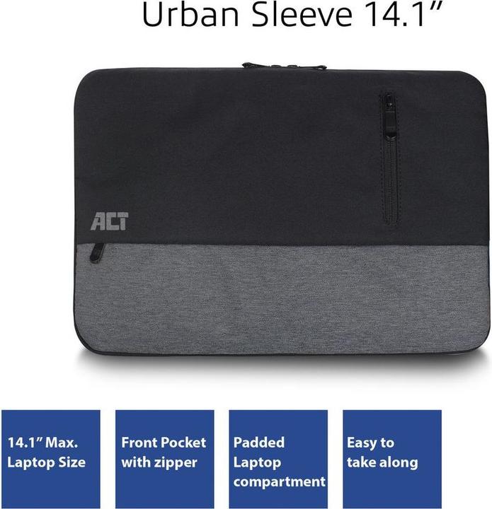 Produktbild ACT Urban, laptop sleeve 14.1 inch, black/grey (14.10", Universal)