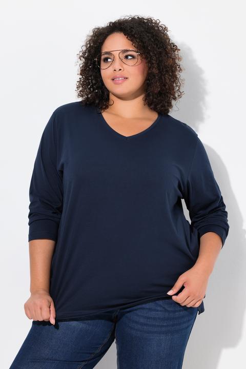 Actual product image Ulla Popken Back To Basics V-Neck Relaxed Fit Cotton Tee (42, 44)