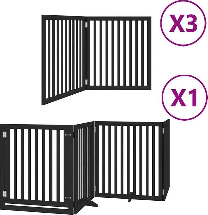 Produktbild vidaXL Hundetor mit Tür Faltbar Absperrgitter Hunde Schutzgitter 10-tlg. Holz (80 cm)