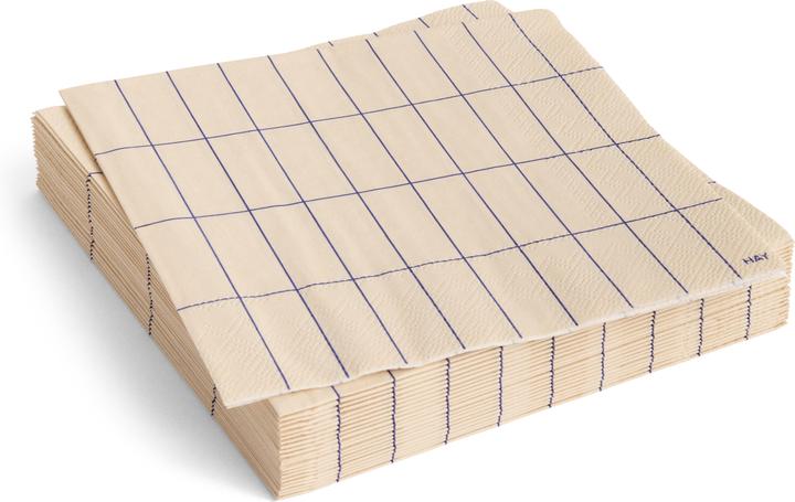 Produktbild HAY - Pattern Lunch Napkins - Set of 20 - Off-White & Blue Grid (20 Stk., 33 x 33 cm)