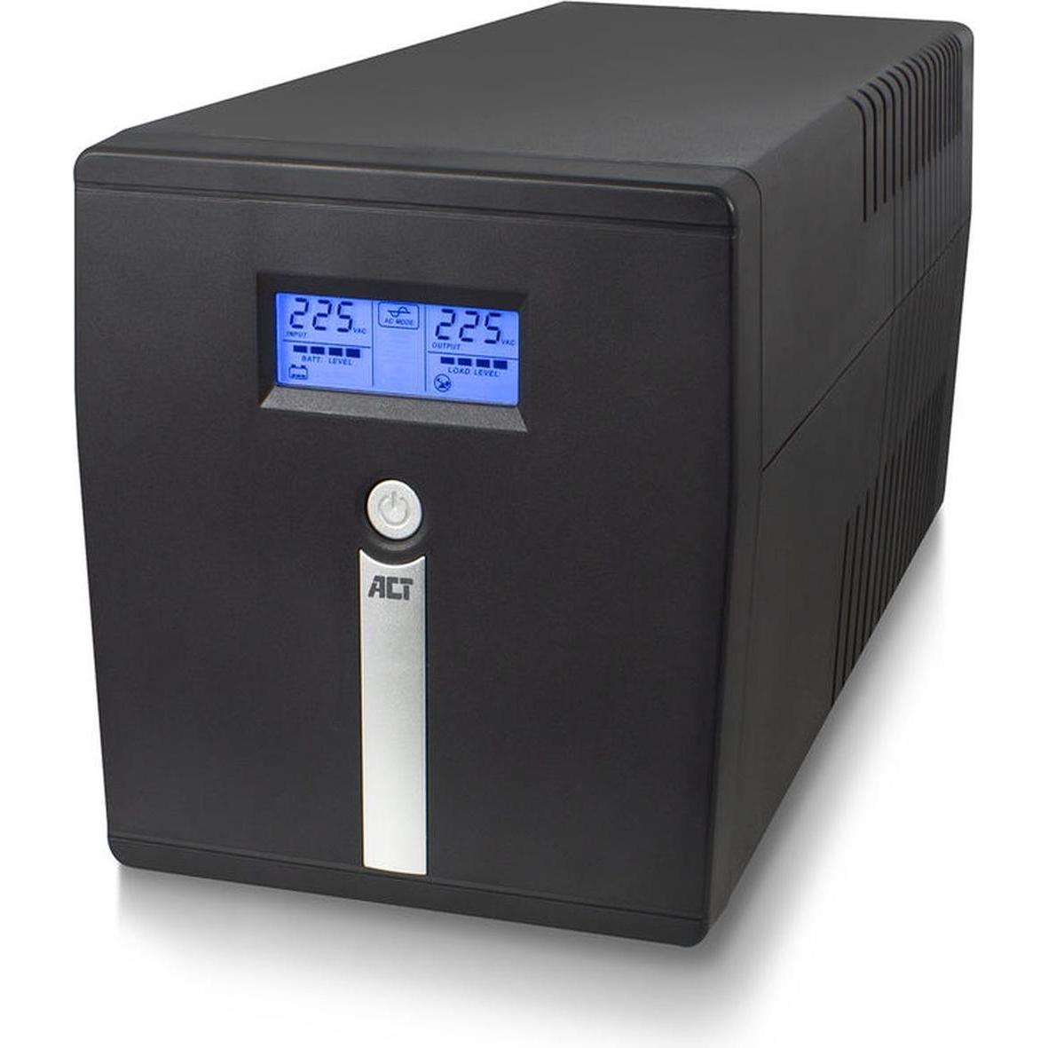 ACT UPS, 1000VA, 2x IEC C13, 2x tipo F femmina, 1x USB, 1x RS232 (1000 VA, 600 W), UPS