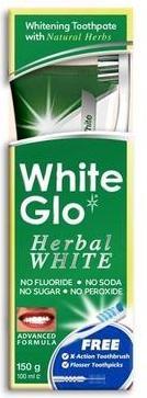 Produktbild White Glo SET Herbal White Toothpaste ziołowa pasta do zębów 100ml + szczoteczka do zębów (100 ml)