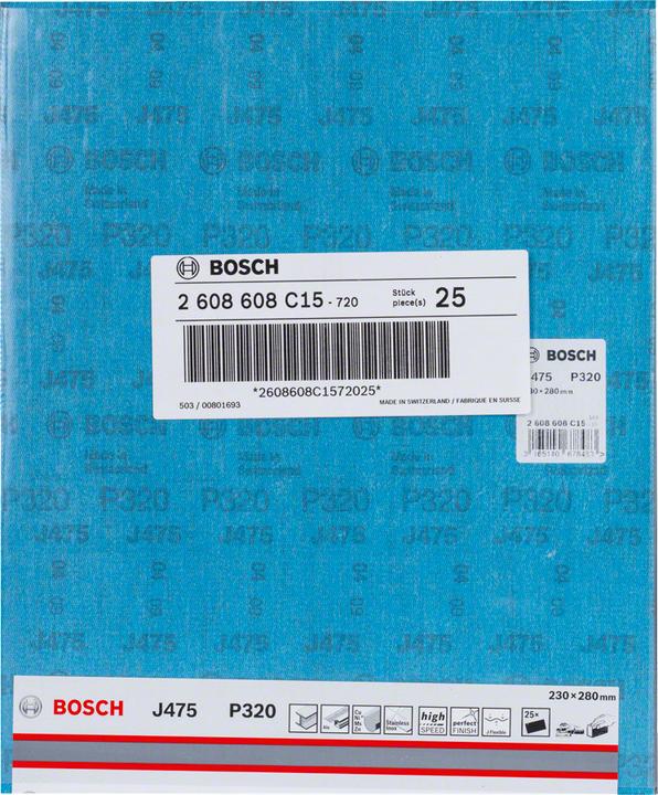 Actual product image Bosch Professional Zubehör Sanding sheet J475. Fabric sanding sheet. 230 x 280 m (320)