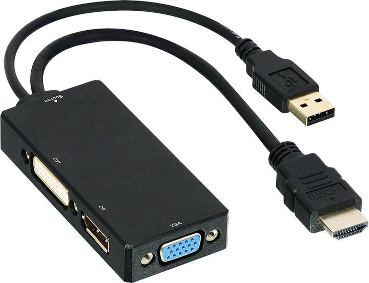 Image du produit DLH Adaptateur HDMI Mâle Vers Dvi VGA / Displayport Femelle (DVI, VGA, 15 cm)