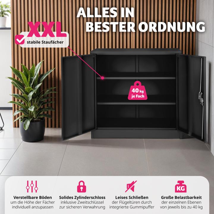 Image du produit tectake Armoire de classement (90 x 40 x 90 cm)