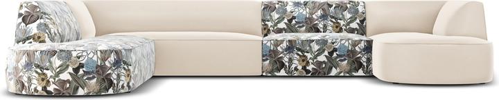 Beige, Garden Light Blue Pattern