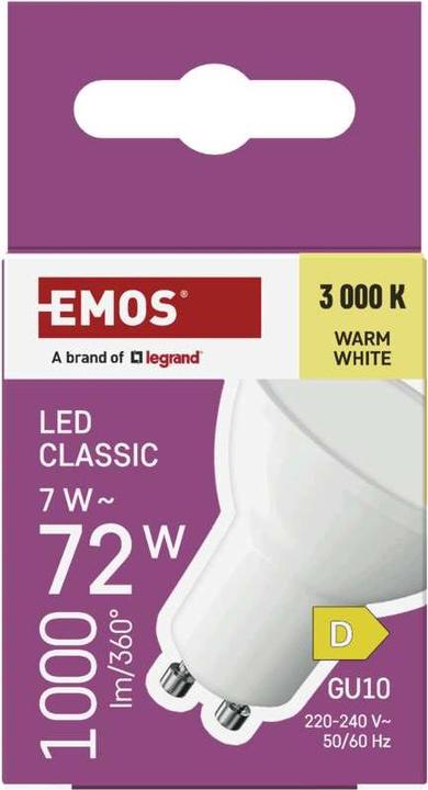Produktbild Emos LED Lampe Classic MR16 Weiss/ GU10 / 7 W (72 W) / 1000 lm / WarmWeiss (GU10, 1000 lm, 1x)