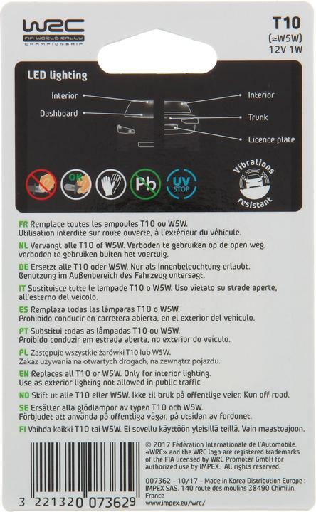 Image du produit WRC 2 LEDx T10 12V W5W (W5W)